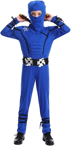 Vista 3 de Dsplay Boys Ninja Costume Cosplay Child Muscle Ninja Outfit Halloween