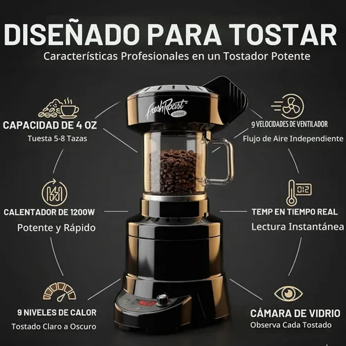 Vista 4 de SR540 Tostador Automático de Granos de Café Tueste Café en Casa Ajustes de Calor Variables Control de Ventilador de Convección Pantalla