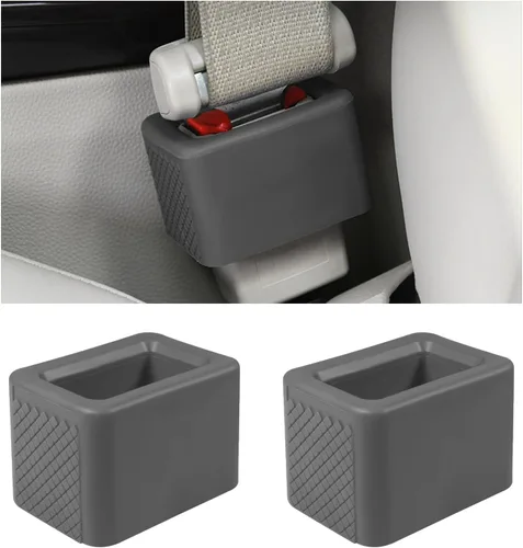 Vista 10 de Yourkar 2 piezas de soporte para hebilla de cinturón de seguridad, refuerzo de hebilla de cinturón de seguridad de silicona antideslizante para Negro