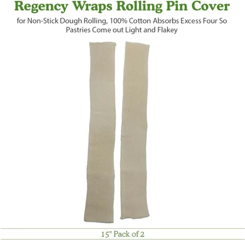 Vista 6 de Regency Wraps Cubierta de rodillo para enrollar masa antiadherente, 100% algodón absorbe el exceso de harina para que los pasteles salgan ligeros