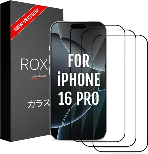 Vista 10 de ROXX NEO - Protector de pantalla japonés 9H 3D (paquete de 3) Cobertura de pantalla completa Para iPhone 16 Plus Más duro Más claro