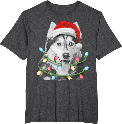 Vista 14 de Camiseta para niños con diseño de hachís siberiano con luces de árbol de Navidad Negro