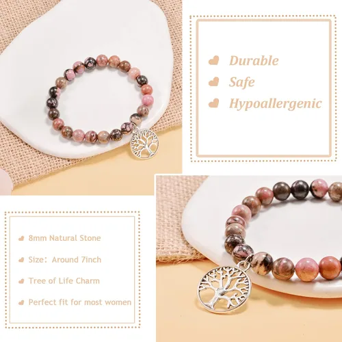 Vista 2 de GBTBYS Regalos para el día de la madre, pulseras de piedra natural para mamá, mamá, madre, abuela, abuelita, mujeres, regalos para mamá de hija