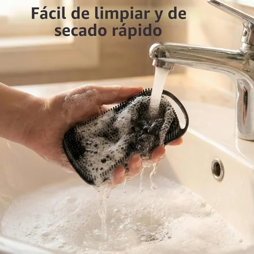 Vista 4 de 2 piezas de cepillo corporal de silicona, cepillo de baño y ducha exfoliante 2 en 1, esponja de loofah de silicona suave para piel sensible