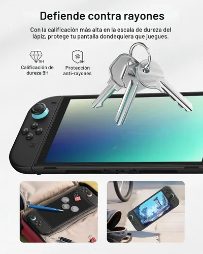 Vista 5 de Belkin TemperedGlass - Protector de pantalla antirreflectante para Nintendo Switch de dureza 2-9H, delgado, resistente a los arañazos, incluye marco