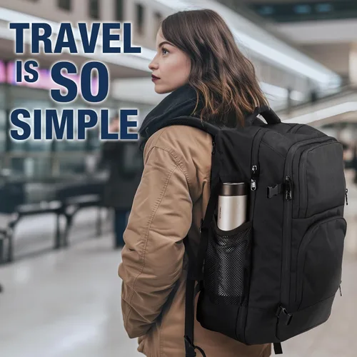 Vista 6 de Dinictis Mochila de viaje para laptop de 40 L para hombres y mujeres, compatible con cuaderno de 17 pulgadas, mochila de maleta aprobada para vuelo