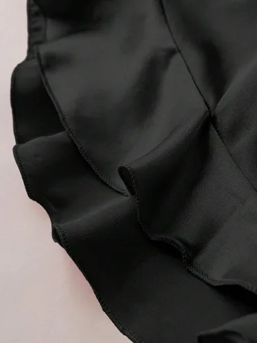 Vista 3 de SOLY HUX Conjunto de pijama sexy de satén de seda con volantes para mujer