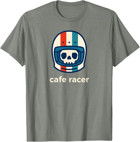 Vista 23 de Cafe Racer Moda Simple Casco Diseño Motocicleta Camiseta Negro