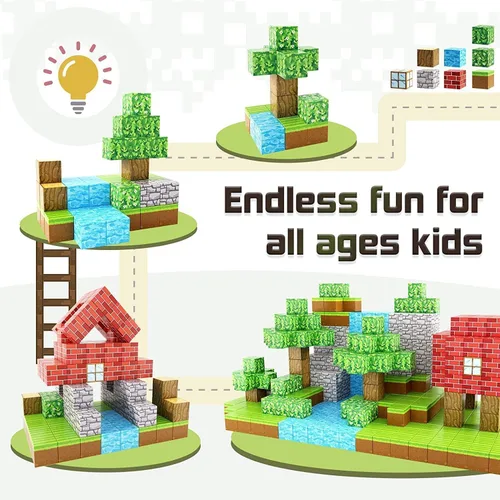 Vista 9 de 100 bloques magnéticos Forest World - Juguetes Montessori para niños y Bosque