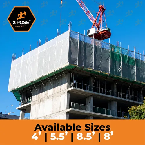 Vista 9 de Red de seguridad para construcción Xpose 8.5' x 150', 1/4" Mesh Scaffold Safety Net, Temporary Material Roll, Visibility Fence, Heavy-Duty Fire