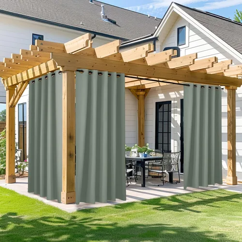 Vista 110 de NICETOWN Cortina para Exteriores para Patio Impermeable de 84 Pulgadas de Ancho, Aislamiento Térmico con Ojales Antioxidantes Bloqueo UV Cortina