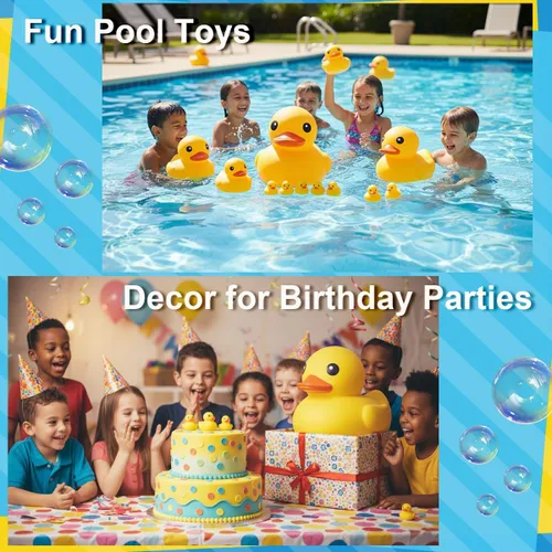 Vista 6 de 10.3 pulgadas Sin Agujero Gigante/Grande Impermeable Sin Ruido 'Bebe' Pato de Goma Divertido Amarillo/Ducikes Juguete de Baño/Piscina/Agua Sin