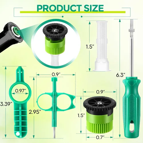 Vista 3 de Kit de herramientas de boquilla de aspersor de 11 piezas compatible con rociadores emergentes RainBird/Hunter, incluye boquilla de arco variable