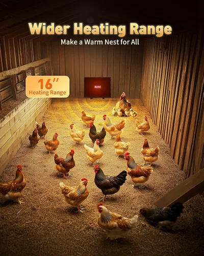 Vista 3 de PETNF Calentador de gallinero de 140 vatios, calentador de pollo de calor radiante, diseño de eficiencia energética, más seguro que las lámparas