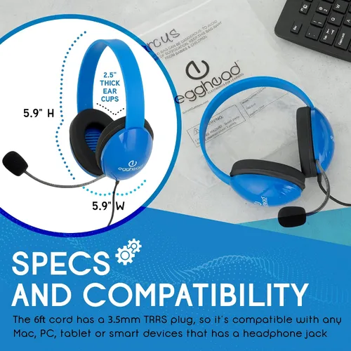 Vista 7 de Auriculares para niños resistentes listos para móviles con micrófono y cable sin enredos