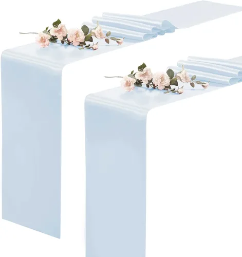 Vista 20 de Paquete de 2 caminos de mesa negros de 12 x 108 pulgadas, camino de mesa rectangular de seda satinada suave para bodas, banquetes, decoración