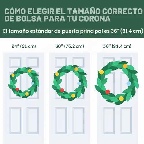 Vista 7 de ZOBER - Contenedor de almacenamiento para coronas de Navidad de 30 pulgadas - Bolsa para coronas de Navidad con doble cierre y asas duraderas - Verde