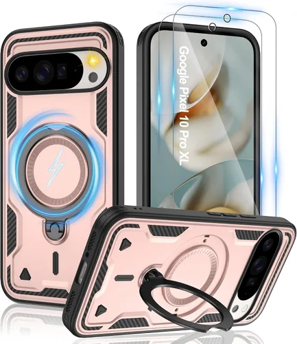 Vista 65 de Gritup fro Funda para Google Pixel 9A, funda protectora magnética de grado militar compatible con Mag-Safe, 2 protectores de pantalla HD, soporte