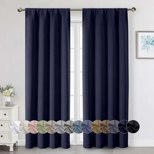 Vista 225 de Cortinas opacas para dormitorio, sala de estar, juego de 2 paneles de 54 pulgadas de largo, cortinas de oscurecimiento de habitación con aislamiento