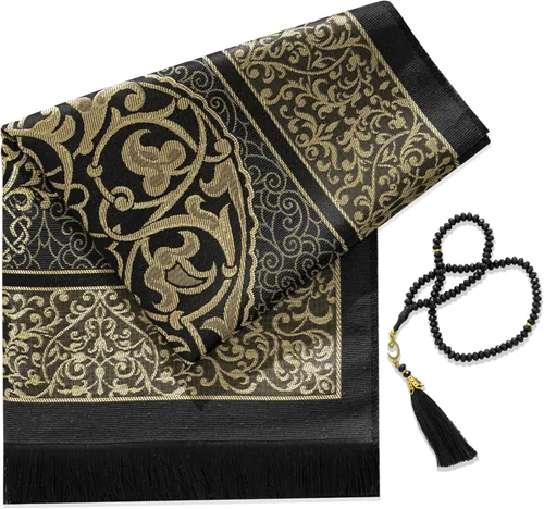 Vista 7 de Alfombra de oración musulmana con cuentas de oración islámica, alfombrilla de oración de viaje, regalos islámicos para mujeres, oración portátil