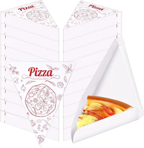 Vista 9 de Teenyyou 36 cajas de pizza desechables individuales para rebanadas de pizza de 9.65 x 7.28 x 1.77 pulgadas, soporte individual para suministros