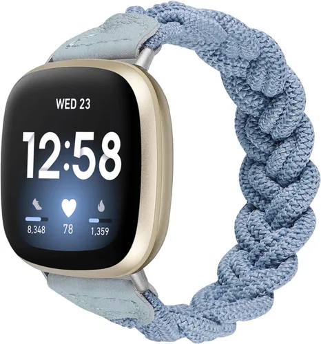 Vista 7 de Wearlizer Banda elástica compatible con correas Fitbit Versa 4 3/Sense 2 1 Correa trenzada para mujer, correa trenzada elástica para Versa