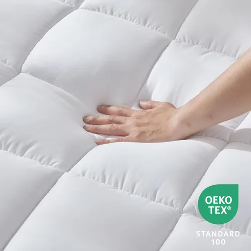 Vista 5 de CozyLux Protector de Colchón Tamaño Individual con Pillow Top de Algodón Refrescante, Cubrecolchón de 8-21" de Bolsillo Profundo, Funda de Colchón
