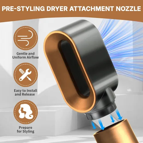 Vista 2 de Boquilla de secadora preestilizada para Dyson Airwrap Styler, repuesto para accesorios Air Wrap HS01 HS05 (dorado)