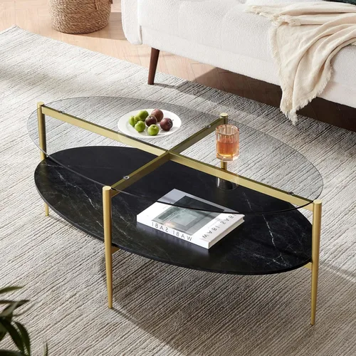 Vista 46 de LumFurn Mesa auxiliar redonda de cristal, mesa de sofá de diseño moderno de mediados de siglo para sala de estar, 18 pulgadas de diámetro x 23