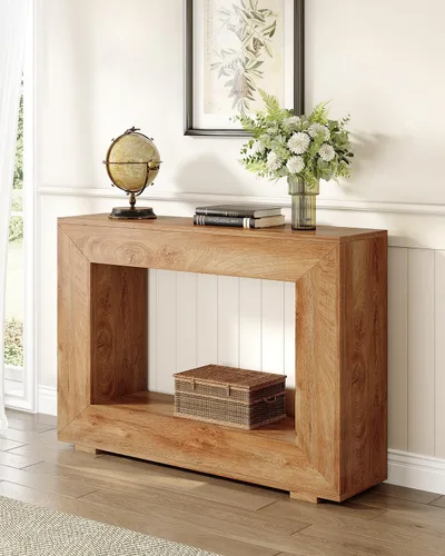 Vista 4 de LITTLE TREE - Mesa de consola de 47 pulgadas, mesa de sofá con almacenamiento, mesa moderna de entrada para pasillo, mesa estrecha y larga