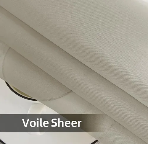 Vista 6 de youleyar Cortina de gasa transparente sólida con bolsillo para barra, 2 paneles de cortinas de gasa blancas, beige, negro, gris, marfil, 52 pulgadas