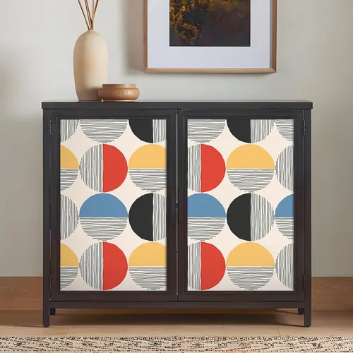 Vista 7 de VEELIKE Papel tapiz geométrico moderno para despegar y pegar, papel tapiz geométrico bohemio de mediados de siglo para dormitorio y baño, 17.7 x 118