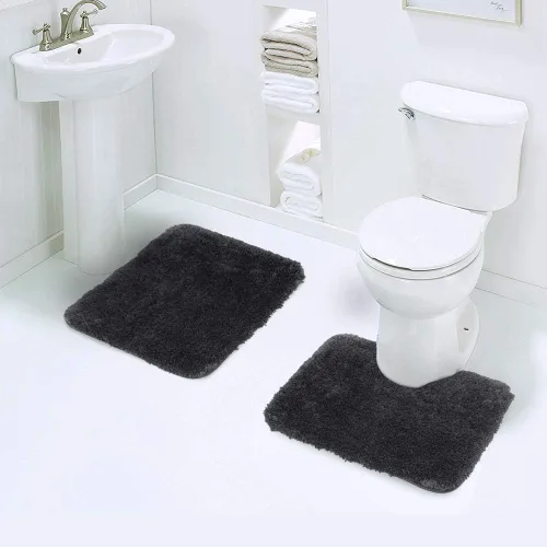 Vista 12 de Walensee - Juego de tapete antideslizante para baño, mullido, de suave microfibra, absorbente de agua, lavable a máquina, alfombra de felpa gruesa