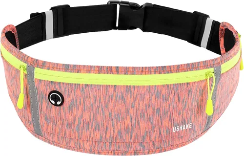 Vista 8 de USHAKE Cinturón delgado para correr, riñonera de entrenamiento para hombres y mujeres, paquete de cintura de ejercicio para soporte de iPhone
