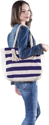 Vista 7 de Malirona Bolso grande de viaje a la playa con asa de cuerda de algodón, XL, Casual