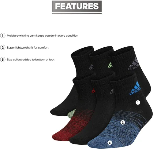 Vista 2 de adidas Calcetines Superlite para niños y niñas (6 pares)