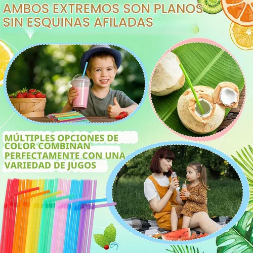 Vista 4 de Eaasty 3000 popotes de plástico flexibles a granel, popotes desechables de plástico, pajitas largas de plástico coloridas, popotes flexibles a