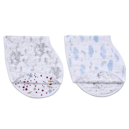Vista 2 de aden + anais Babero de muselina 100% algodón Burpy – Babero de bebé de cierre de broches con paño de baba de 4 capas absorbente de uso múltiple