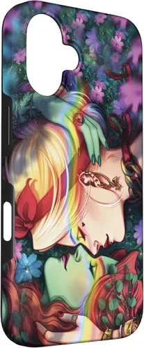 Vista 3 de iPhone 16 DC Comics Pride Harley Quinn & Poison Ivy Nose Touch Case