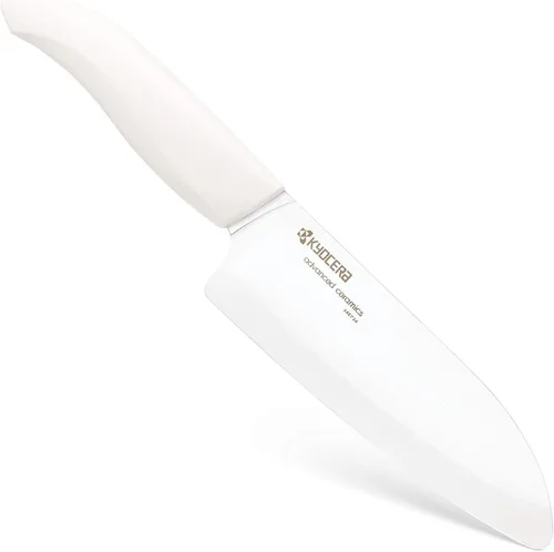 Vista 3 de Cuchillo Santoku de la marca Kyocera Advanced Ceramic y de la serie Revolution con 5 1/2 pulgadas, hoja blanca, 5.5 pulgadas, Mango blanco