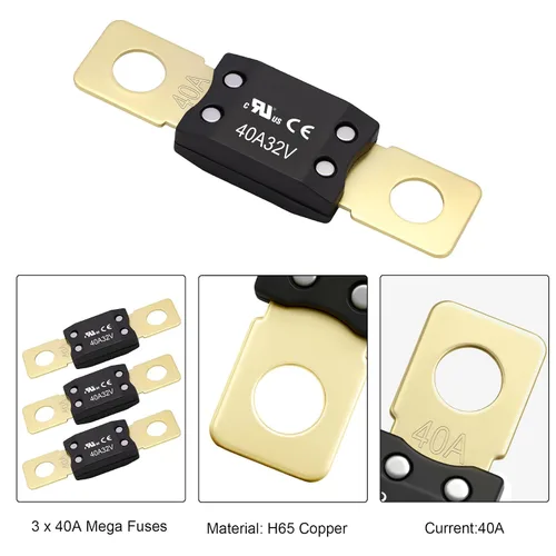 Vista 3 de Fusible 40A MEGA/AMG, componente reconocido por UL, montaje de perno automotriz Alta corriente de 40 amperios para automóviles, remolques
