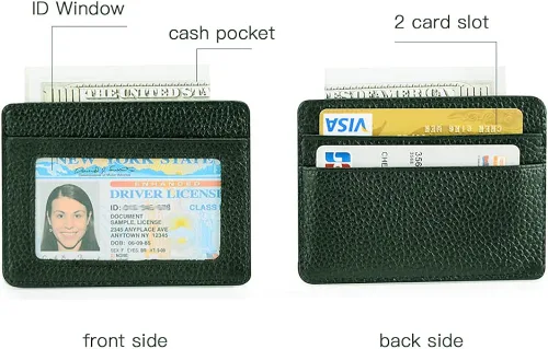 Vista 2 de Tarjetero de crédito, cartera delgada de cuero minimalista con ventana de identificación