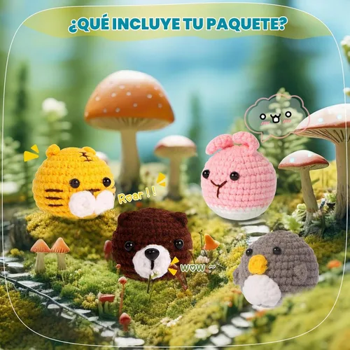 Vista 3 de GOZATO Kit de ganchillo para principiantes, kit de animales de ganchillo con tutoriales en video paso a paso, kit de ganchillo fácil