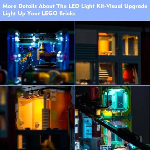 Vista 3 de LocoLee Kit de luces LED compatible con LEGO NINJAGO City Markets, juego de iluminación creativa con control remoto, accesorios compatibles con LEGO