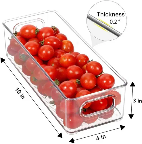 Vista 5 de Contenedor apilable de plástico para almacenamiento de alimentos con asas para despensa de cocina, gabinete, refrigerador, congelador, organizador