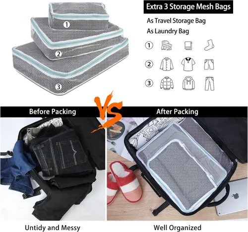 Vista 2 de Mochila de viaje para hombres y mujeres, 17 pulgadas, aprobada para vuelos, mochila de transporte impermeable grande de 40 L, mochila para negocios