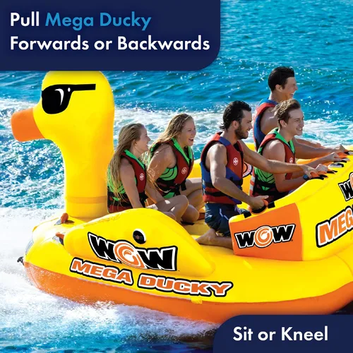 Vista 5 de WOW Sports Mega Ducky 19-1060, 1 a 5 personas remolcable, puntos de remolque delanteros y traseros - Tubo de agua para 5 personas, remolcable