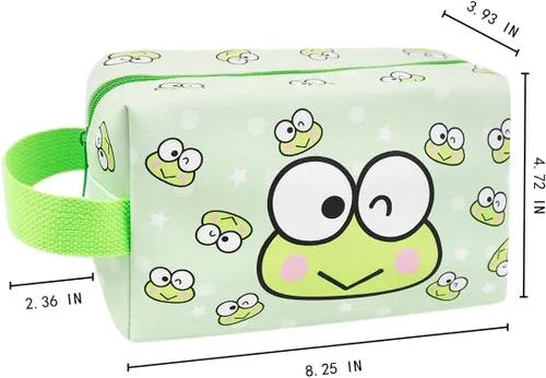 Vista 2 de Bolsa de maquillaje Kawaii, bolsa de cosméticos de viaje de piel sintética de dibujos animados, pequeña bolsa de maquillaje para niñas, bonita bolsa
