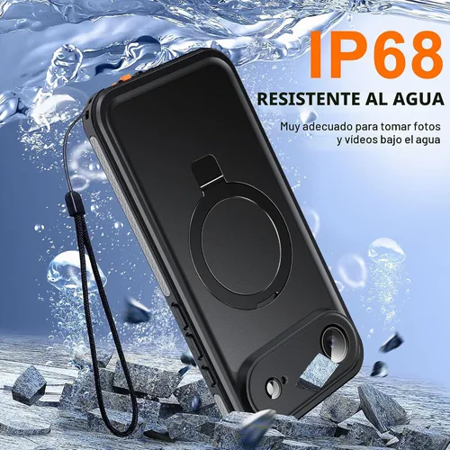 Vista 2 de Oterkin Funda magnética impermeable para iPhone Air con [protector de pantalla integrado] [soporte invisible] [compatible con MagSafe]
