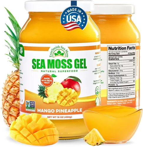 Vista 15 de Gel orgánico de musgo de mar (8 sabores) – 16 onzas – fruta real – musgo de mar silvestre